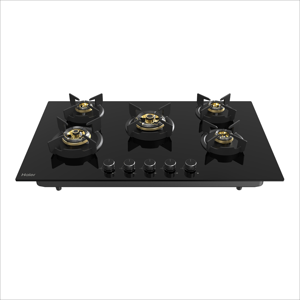 Haier Auto ignition Full Brass 5 Burner Hybrid-Hob with metal Knobs